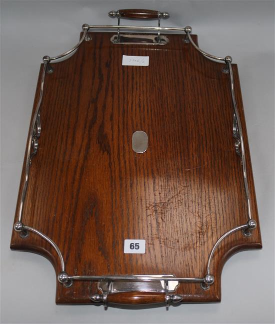 An Edwardian oak butlers tray